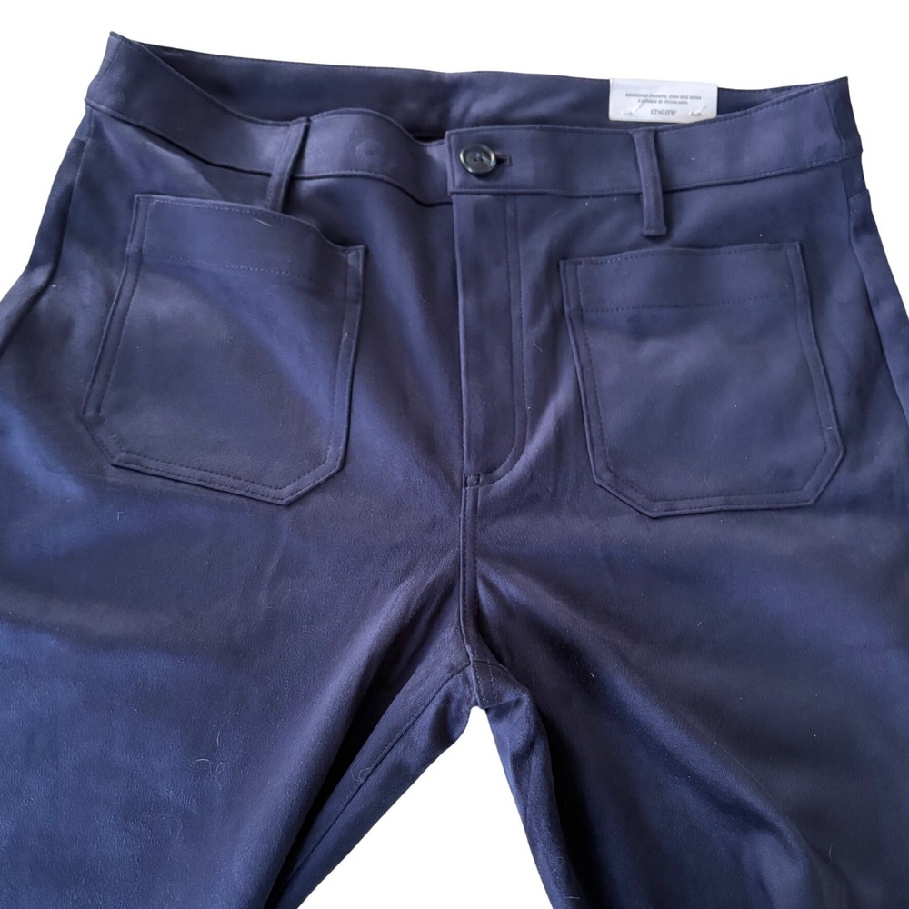 Chico's NWT Faux Suede Wide Leg Pants 12R Passport‎ Blue Navy Career Trouser L - Picture 3 of 7